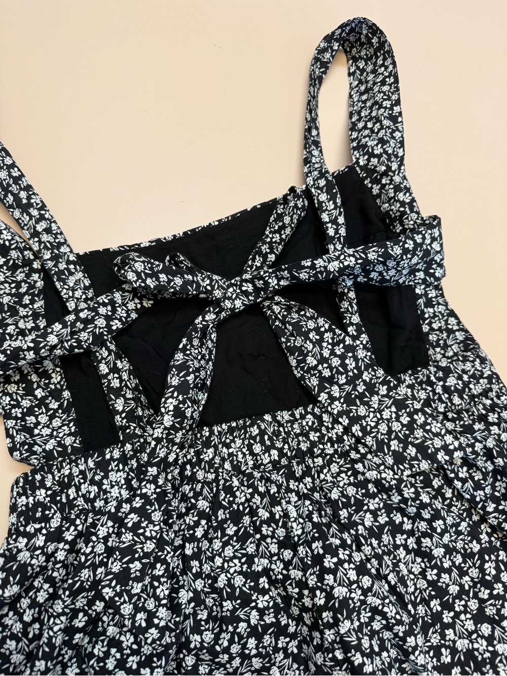 Altar'd State Black & White Floral Tie-Back Sundress Top